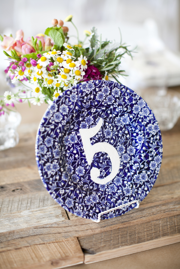 Wedding Table Setting Stenciled Plates- Photo by Leah Lee Photography